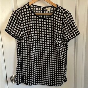 J. Crew Boxy Black and White Short Sleeve Blouse